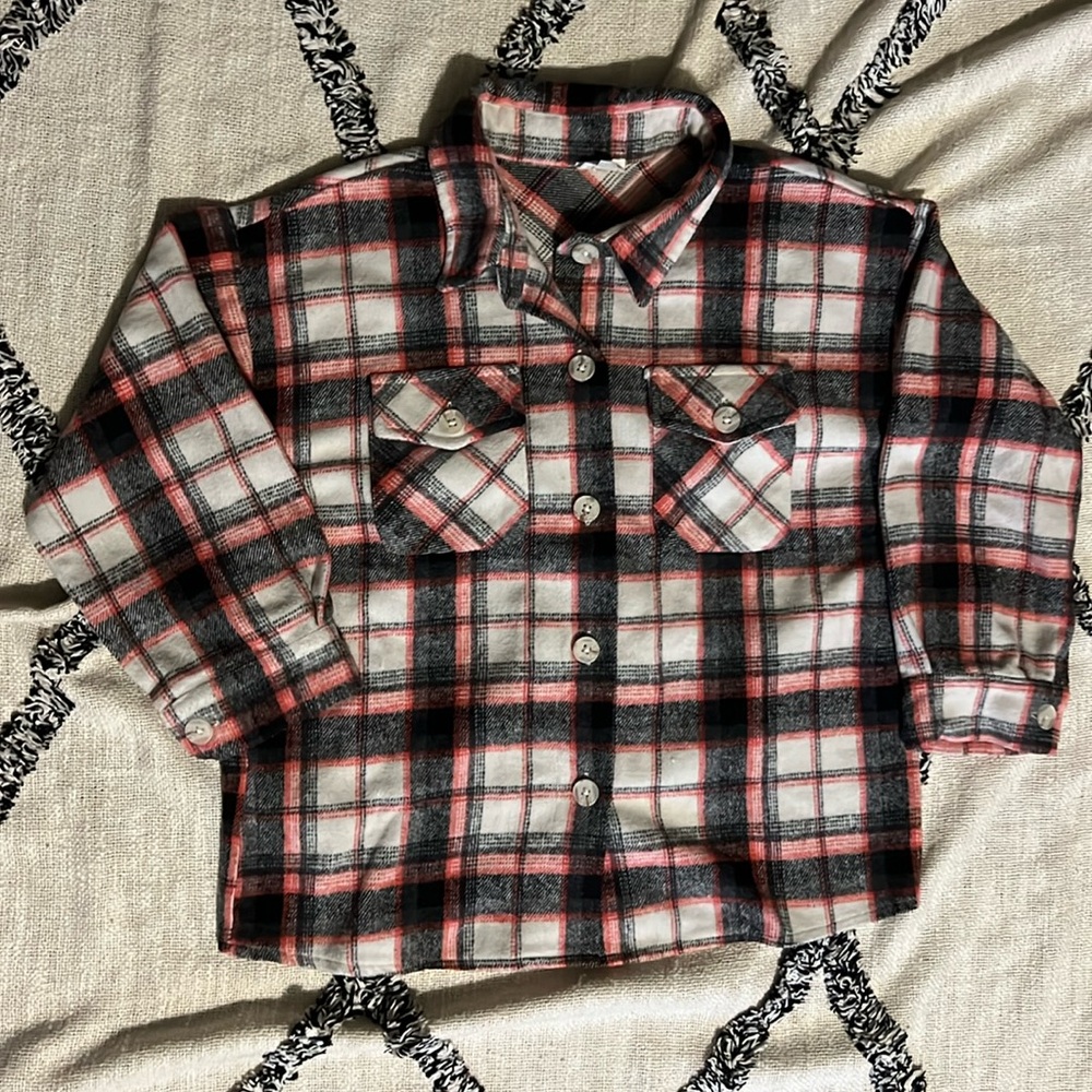 Girls size XL 12 pink and black plaid shacket